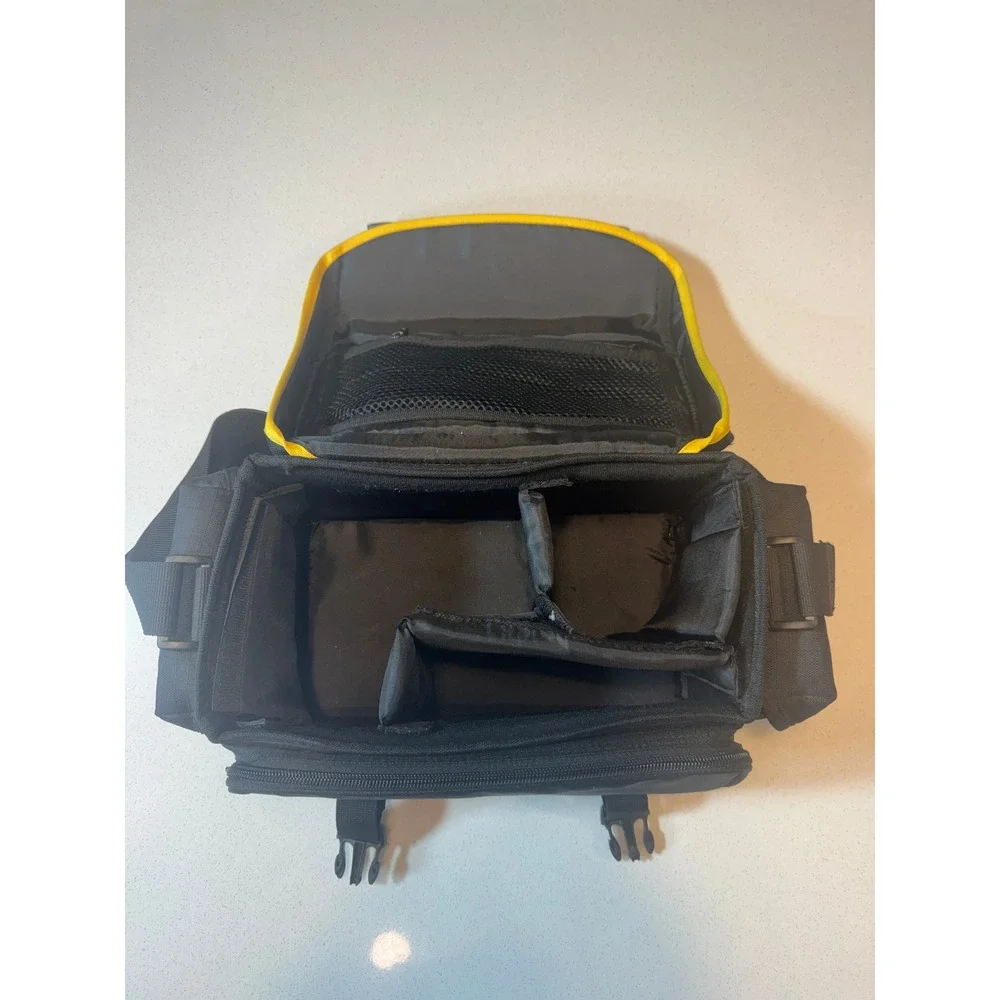 Nikon Camera Bag Camera Black Used Canvas Yellow Trim Padded Strap Vintage